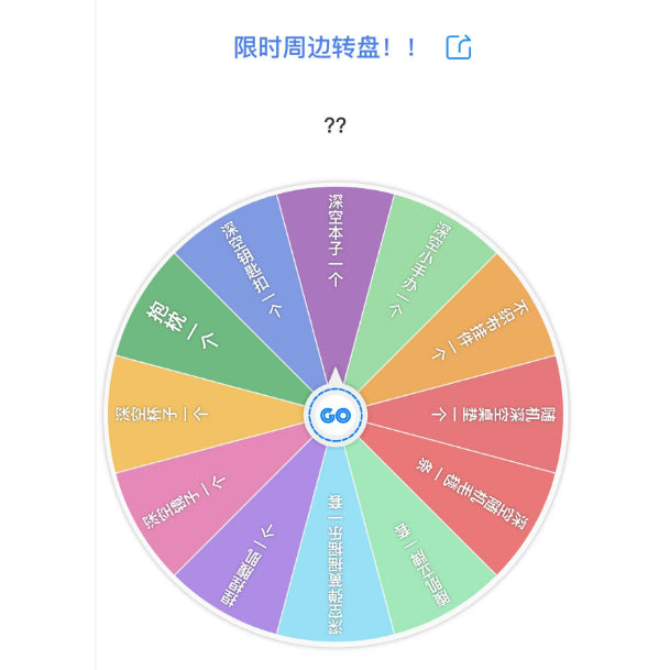 【贝贝周边转盘】幸运冲冲冲 这里面都是深空周边哟