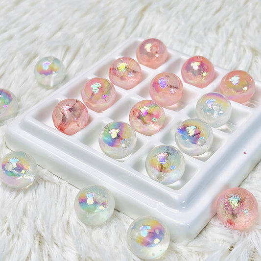 16MM Shimmer Pink and White Bead