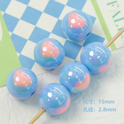 16MM Plated cream two-color heart-shaped round beads