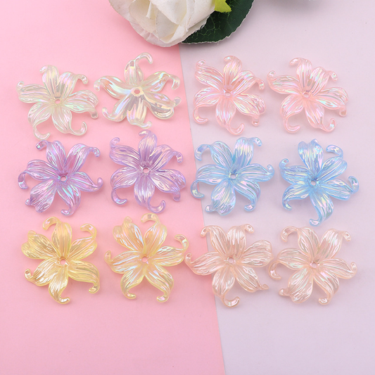 43mm Pink & Blue Flower Bead